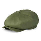 BOTVELA Men's Linen Newsboy Cap Lightweight Flat Cap Breathable Summer Hat (7-7 1/8, Plain Green)